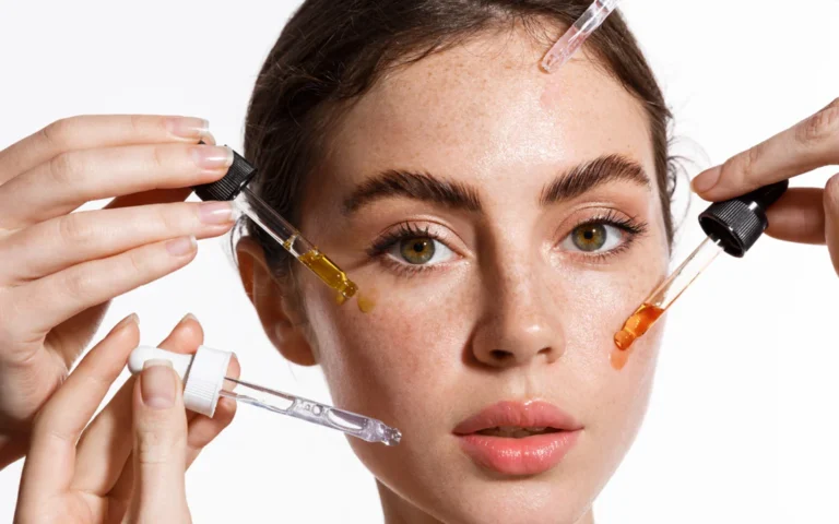Mujer con serum en la cara