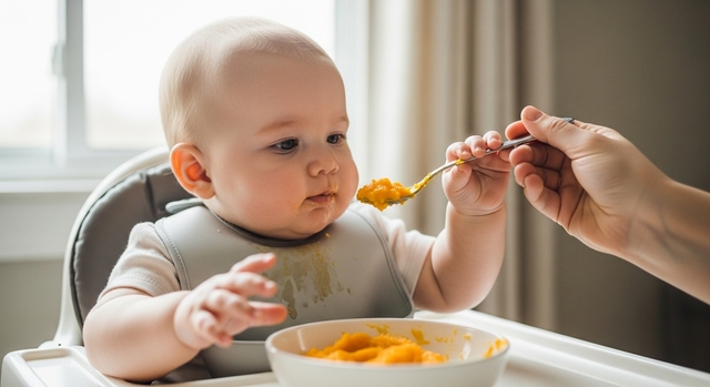 Bebé probando comida
