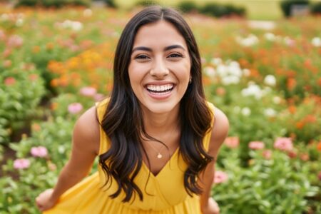 Persona sonriendo al aire libre
